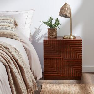 Kolt 2 Drawer Bedside Table, Dark Stained Mango Wood Dark Stained Wood