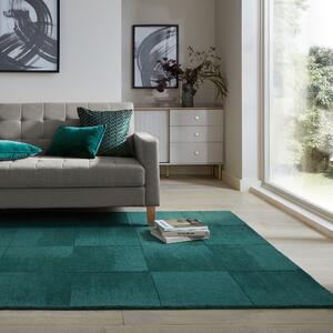 Ombre Checkerboard Wool Rug Green