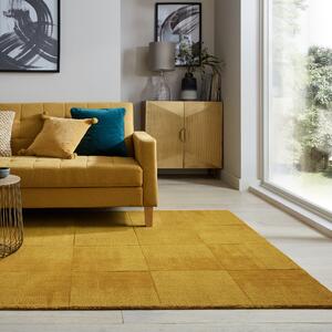 Ombre Checkerboard Wool Rug Amber Gold
