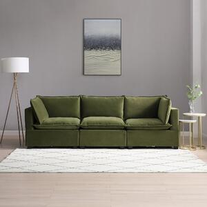 Moda 3 Seater Modular Sofa, Olive Velvet Green