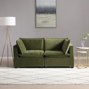 Moda 2 Seater Modular Sofa, Olive Velvet Green