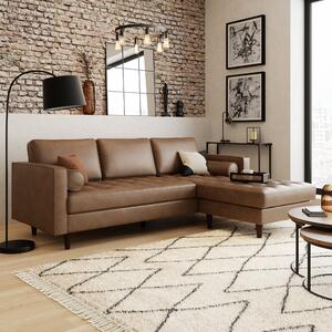 Zoe Faux Leather Corner Chaise Brown