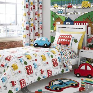Catherine Lansfield Transport Bright Duvet Cover and Pillowcase Set White/Blue/Red