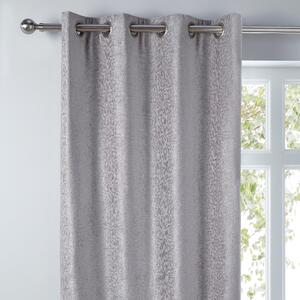 Chenille Silver Wave Eyelet Curtains Silver