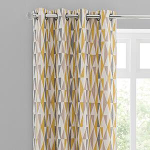 Triangle Chenille Jacquard Eyelet Curtains Yellow/Grey