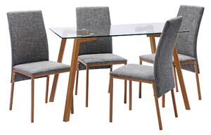 Morton Rectangular Dining Table with 4 Chairs, Grey Glass Grey