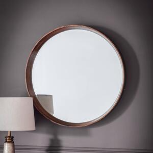 Sutton Round Walnut Wall Mirror, 74cm Brown