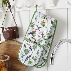 Ulster Weavers Tropical Birds Double Oven Glove Green, White and Red