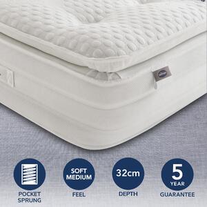 Silentnight Soft Medium 2000 Pocket Geltex Pillowtop Mattress White