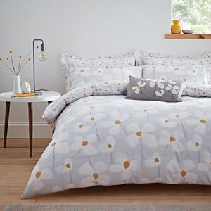 Elements Lena Reversible Grey Duvet Cover and Pillowcase Set Grey, Yellow and White