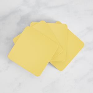 Set of 4 Painted Wooden Coasters Yellow