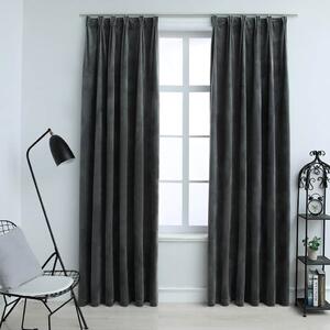 Blackout Curtains 2 pcs with Hooks Velvet Anthracite 140x225 cm