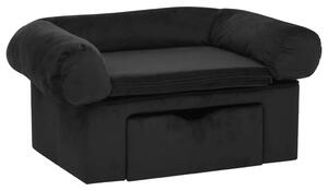Dog Sofa with Drawer Black 75x50x38 cm Plush