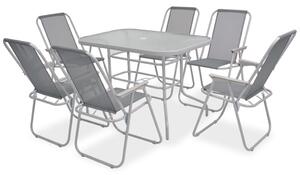 8 Piece Outdoor Dining Set Steel and Textilene Grey