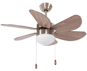 HOMCOM Ceiling Fan with LED Light, Flush Mount Ceiling Fan Lights with 6 Reversible Blades, Pull-chain Switch, Walnut Brown