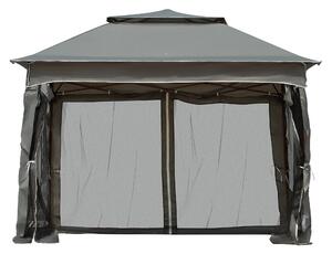 Outsunny 3 x 3(m) Pop Up Gazebo, Double-roof Garden Tent with Netting and Carry Bag, Party Event Shelter for Outdoor Patio, Dark Grey