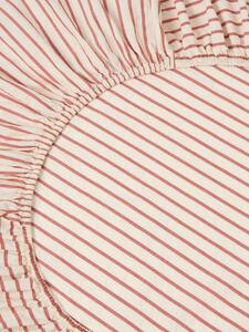 Auburn Red Texture Stripe Cotton Kids Fitted Sheet | Cot Size | Piglet in Bed
