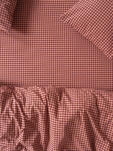 Fig & Blush Pink Gingham Washed Cotton Percale Fitted Sheet | Double | Piglet in Bed