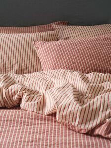 Auburn Red Textured Stripe Cotton Pillowcases (Pair) | Super King | Piglet in Bed