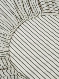 Spruce Green Texture Stripe Cotton Kids Fitted Sheet | Cot Size | Piglet in Bed