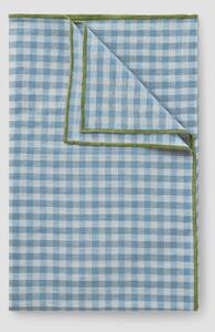 Warm Blue Gingham 100% Linen Table Runner | Default | Piglet in Bed
