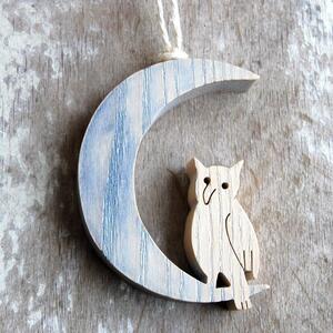 Wooden Moon with Owl