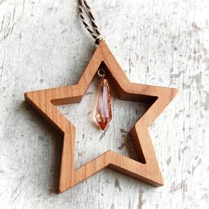 Morning Wooden Star with Crystal