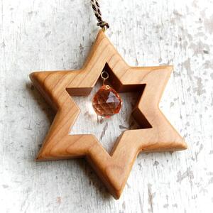Evening Wooden Star with Crystal