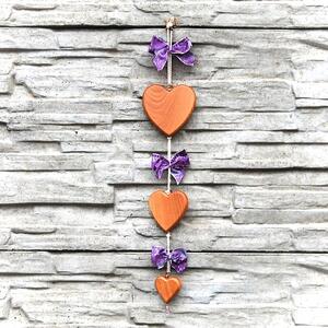 Wooden Hearts Wall Garland Purple