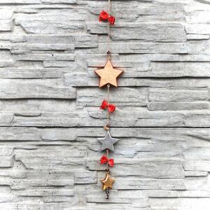 Wooden Stars Wall Garland Red