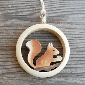 Wooden Squirrel Decoration