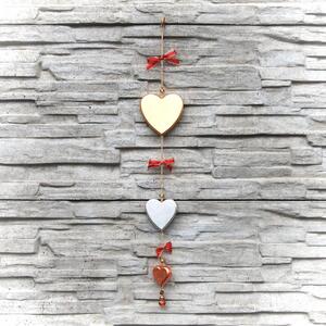 Wooden Hearts Wall Garland Red and Gold