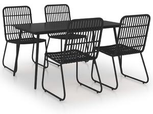 5 Piece Outdoor Dining Set Poly Rattan and Glass