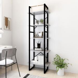 5-Tier Book Cabinet Concrete Grey 60x30x175 cm Engineered Wood