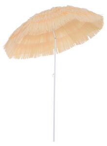 Outsunny Waterproof Patio Garden Hawaii Beach Sun Umbrella Sunshade Hawaiian Folding Tilting Crank Parasol (Wheat) Aosom UK