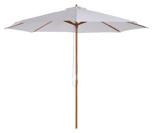 Outsunny 3(m) Fir Wooden Parasol Garden Umbrellas 8 Ribs Bamboo Sun Shade Patio Outdoor Umbrella Canopy, Cream White Aosom UK