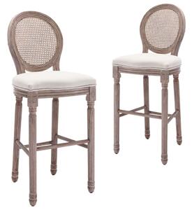 245352 Bar Chairs 2 pcs Linen Rattan 48x50x123 cm Cream White