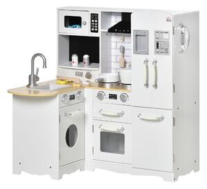 HOMCOM Kids Wooden Kitchen, Large Pretend Role Play Kitchen w/ Realistic Refrigerator, Microwave, Oven, Range Hood, Sink, Telephone Aosom UK
