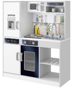 AIYAPLAY Pretend Play Toy Kitchen, Kids Kitchen Playset w/ Sounds and Lights Running Water, Coffee Maker, Refrigerator Aosom UK