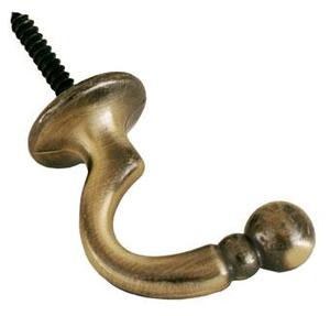 Palma Tie Back Hook Pair Antique Brass