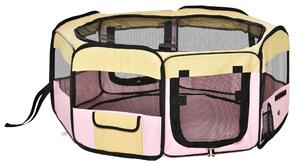 PawHut Small Pet Playpen, Fabric Enclosure for Dogs, Cats, Rabbits, Guinea Pigs, Pink, L37 x H37cm x D90cm Aosom UK