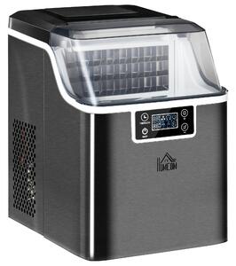 HOMCOM Ice Maker Machine Countertop, 20Kg in 24 Hrs, 24 Cubes Ready in 14-18Mins, Stainless Steel Ice Cube Maker, 3.2L w/ Adjustable Aosom UK