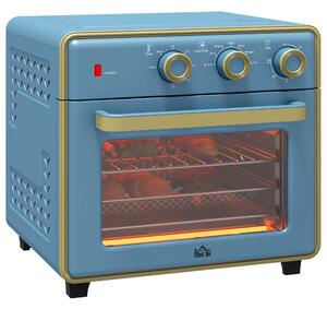 HOMCOM 20L 90-230℃ Toaster Oven, Mini Electric Oven with 7 Functions and 3 Inner Layers, Blue Aosom UK