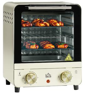 HOMCOM Convection Mini Oven, 15L Electric Oven & Grill w/ Adjustable Temperature, Timer, Baking Tray, Wire Rack, Crumb Tray, 1000W, Cream Aosom UK
