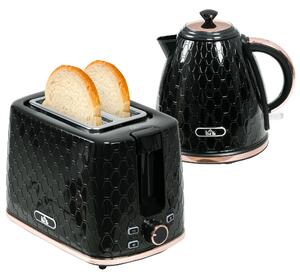 HOMCOM 1.7L 3000W Fast Boil Kettle & 2 Slice Toaster Set, Kettle and Toaster Set with Auto Shut Off, Browning Controls, Black Aosom UK