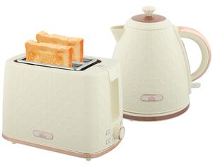 HOMCOM 1.7L 3000W Fast Boil Kettle & 2 Slice Toaster Set, Kettle and Toaster Set with Auto Shut Off, Browning Controls, Beige