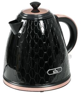 HOMCOM Electric Kettle, 1.7L, Fast Boil, 3kW Water Kettle with Removable Washable Anti-scale Filter, Auto Shut-off, 360° Swivel, Black Aosom UK