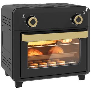 HOMCOM 10L Air Fryer Oven, Mini Oven, Oil Free Cooking, Grill, Roast, Bake, with Adjustable Temperature, Timer, 1000W, Black Aosom UK