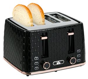 HOMCOM 4 Slice Toaster with 7 Browning Levels, High Lift, Reheat/Defrost/Cancel, Self-centring Function, Auto Off, 1600W, Black