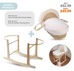 Clair de Lune Cream Dimple Palm Moses Basket with rocking Stand